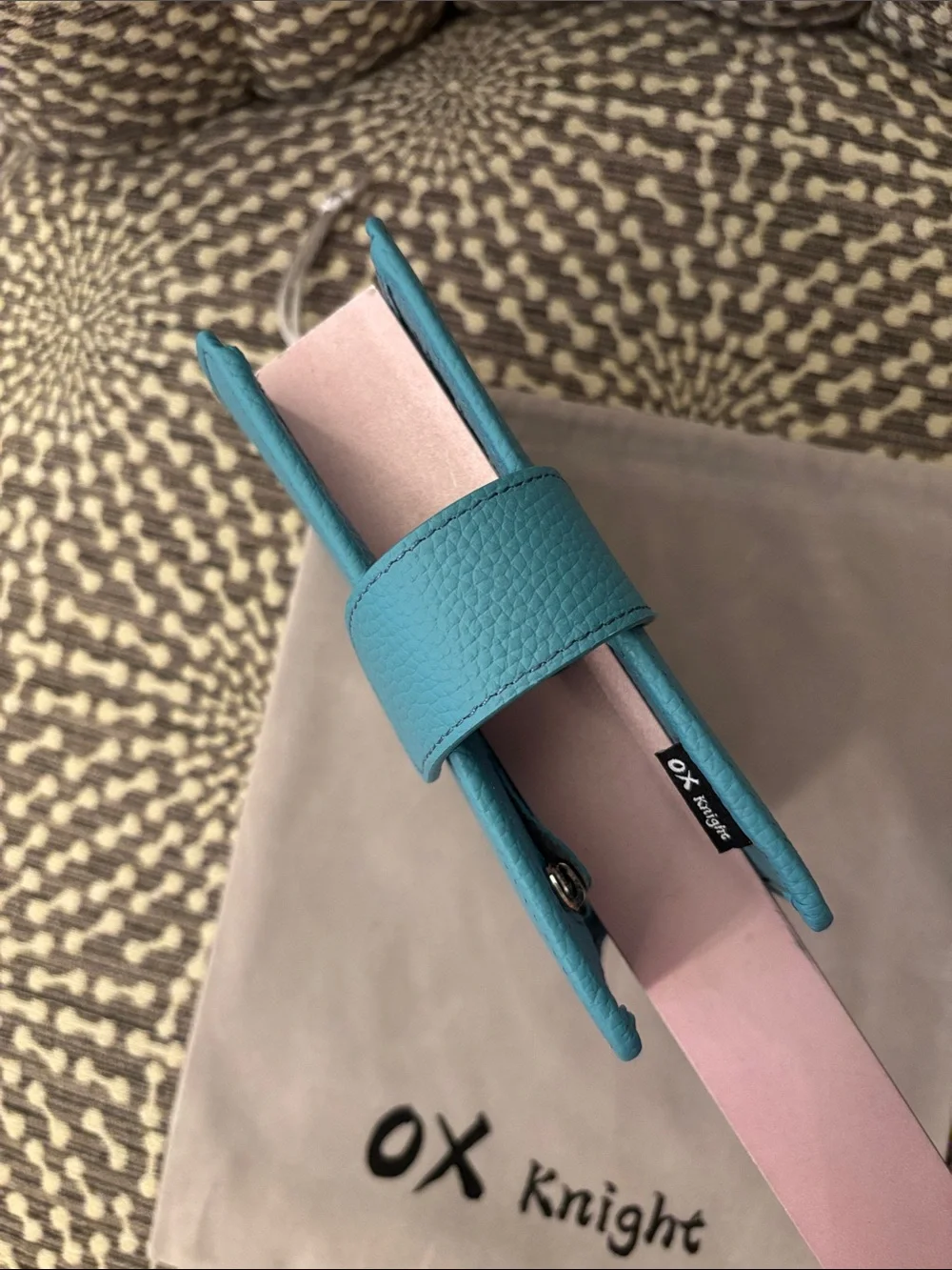 Light Blue Leather Pocket Size Ring Planner Cover Ox Knight Like New - Picture 6 of 12
